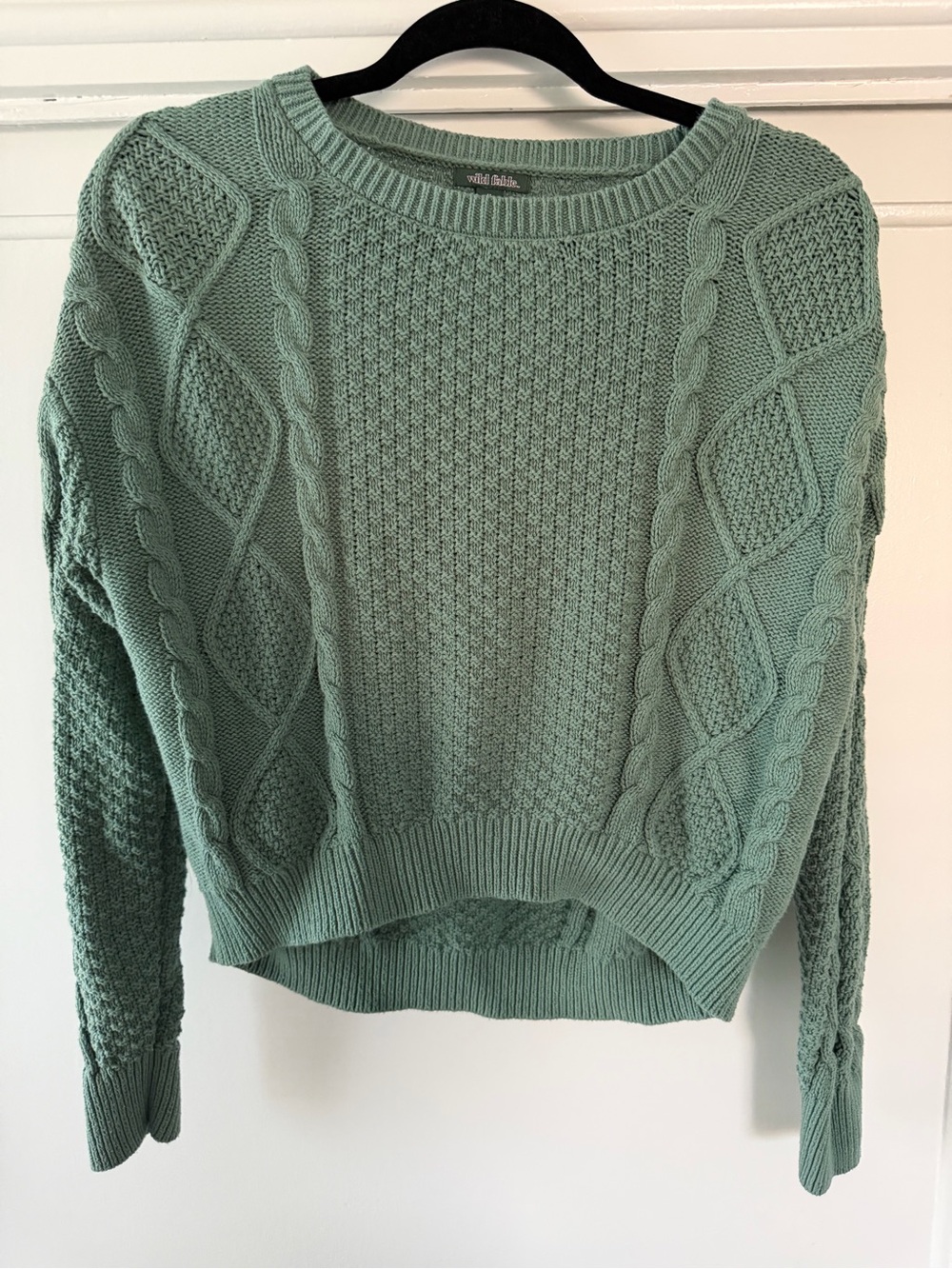 wild fable Mint Green Cable Crewneck Sweater